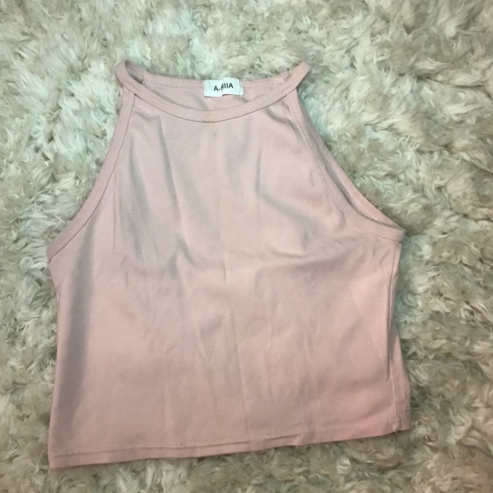 Pink cropped tank top